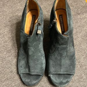 Pre-loved Alberto Fermani Suede Peep Toe Bootie. Size 36 1/2